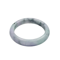 Flower Pattern Green & White Purple Jade Bangle (Type A)