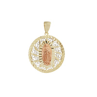 Tricolor Diamond-Cuts Round Shaped Virgin Mary Pendant (14K)