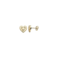 Textured Double Puff Heart Stud Earrings (14K)
