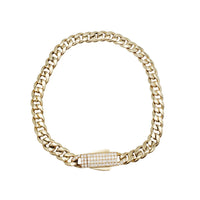 Iced Out Lock Lightweight Miami Cuban Bracelet (14K)