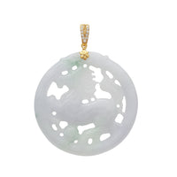 Diamond Green Purple Jade Horse Pendant (14K)