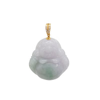 Diamond Jade Laughing Buddha Pendant (14K)