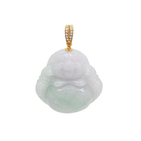 Diamond Jade Laughing Buddha Pendant (14K)