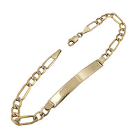 Solid Two Tone Figaro ID Bracelet (14K)