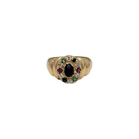Multi-Gemstone Flower Cluster Ring (14K)