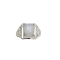 Moonstone Diamond Cut Signet Ring (Silver)