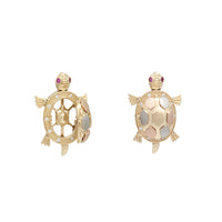 Tricolor Open Shell Baby Turtle Pendant (14K)