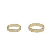 Couple Matching Diamond Cuts Wave Textured Wedding Band (14K)