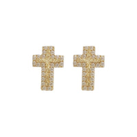 Zirconia Nugget Cross Stud Earrings (14K)
