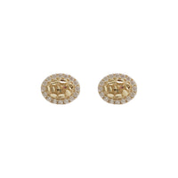 Zirconia Diamond-Cut Oval Nugget Stud Earrings (14K)