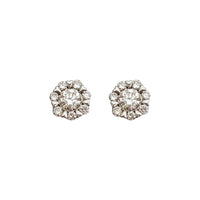 Two-Tone Round Lab Grown Diamond Halo Stud Earrings (14K)
