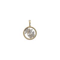 Double Butterfly Circle Pendant With Pave Diamonds (14K)