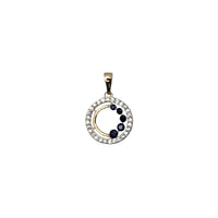 Double Circle Gemstone & Diamond Halo Pendant (14K)