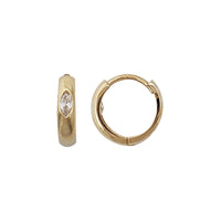 Zirconia Marquise Flush Set Huggie Earrings (14K)