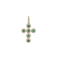Diamond Emerald Halo Cross Pendant (14K)