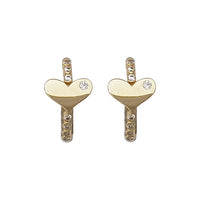 Zirconia Heart Huggie Earrings (14K)