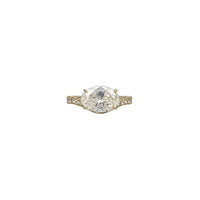 Oval Lab Diamond V-Shape Pave Ring (14K)