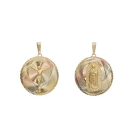 Reversible Tricolor Virgin Mary/Open Arm Jesus Medallion Pendant (14K)