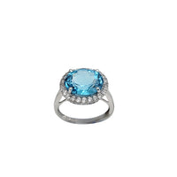 Oval Halo White & Blue Topaz Fancy Ring (18K)