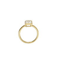 Yellow Gold Bezel Emerald Cut Solitaire Lab Grown Diamond Engagement Ring (14K)