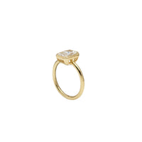Yellow Gold Bezel Emerald Cut Solitaire Lab Grown Diamond Engagement Ring (14K)