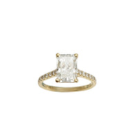 Yellow Gold Emerald Cut Lab Grown Diamond Half Eternity Engagement Ring (14K)