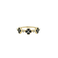 Diamond Sapphire Triple Flower Ring (14K)