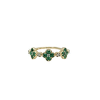 Diamond Emerald Triple Flower Ring (14K)