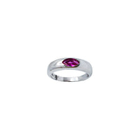 Dark Pink Band Ring (Silver)