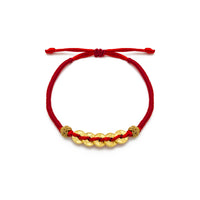 Five Lucky Cash Coins Red String Bracelet (24K)