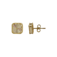 Sunburst Diamond-Cut Square Stud Earrings (14K)
