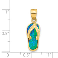 3-D Blue Opal Flip Flop Pendant (14K)