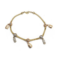 Tricolor Infinity & Key Charm Bracelet (14K).