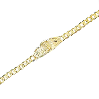 Diamond Cut Jesus Head Cuban Bracelet (10K).