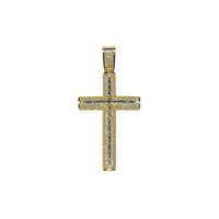 Convex Cross CZ Two-Tone Pendant (14K)