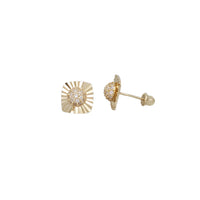 Cubic Zirconia Diamond Cut Half Ball Earring (14K)