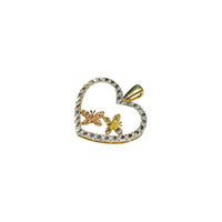 Tri-color Heart butterfly Pendant (10K)