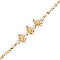 Tri-color Turtles CZ bracelet (10K).