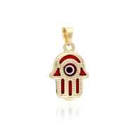 Hamsa Hand Evil Eye Pendant (14K)
