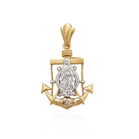 Tri-Color Anchor Virgin Mary Pendant (14K)