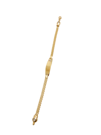 Tri-Color Rose Flower Zirconia Bismark ID Bracelet (14K).