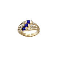 Zirconia Blue Semanario 3 Row Lady Ring (14K)