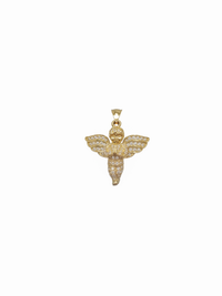 Cubic Zirconia Textured Baby Angel Pendant (14K)