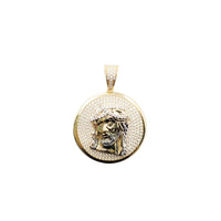 Zirconia Round Jesus Face Pendant (14K)