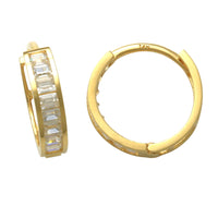 Baguette CZ Huggie Hoop Earrings (14K)