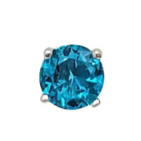 Multicolor Zirconia Solitaire Round Stud Earring (Silver)