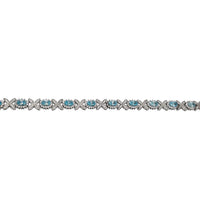 Blue CZ Clover Tennis Bracelet (Silver)