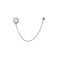 Bezel Chain Stud Earrings (14K)