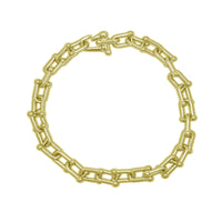 Hollow Beaded Paperclip Bracelet (14K).