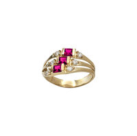 Zirconia Blue Semanario 3 Row Lady Ring (14K)